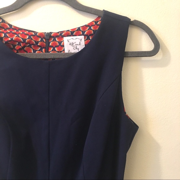 MOD Kit & Sky Navy Blue Dress w SCANDI Floral belt - Picture 3 of 7